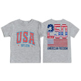 Kid Boy Girl Round Neck Short Sleeves Loose Casual Summer Independence Day T-shirt
