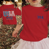 Kid Boy Girl Crew Neck Top Fashion Comfortable Independence Day T-shirt