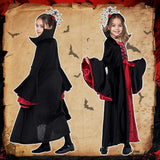 3-12Y Kid Girl Vampire Witch Red and Black Party Props Cosplay Costume