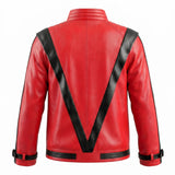 4-12Y Kid Boy Michael Jackson Red Leather Performance Suit 2 Pcs Set