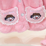 Kid Baby Girls Flannel Thickened Home Cute Cartoon Pajamas