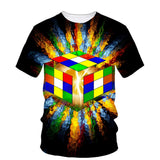Kid Boy Rubik Cube 3D Digital Printing Casual Short-sleeved T-shirt