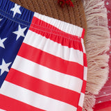 Kid Baby Summer USA Independence Day Embroidered Shorts 2 Pcs Set