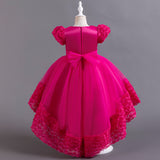 Kid Girl 3D Flower Tutu Mesh Dance Performance Wedding Dresses