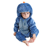 3M-5T Kid Baby Boy Girl Flannel Dinosaur Cartoon Hooded Climbing Loungewear Pajamas