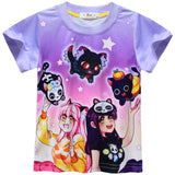 Kid Girl Anime Game Costumes Short Sleeve Loungewear Pajamas 2  Pcs Set