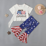 Kid Baby Girls Summer Short-sleeved Independence Day Star Print 2 Pcs Set