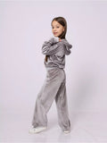 4-12Y Kid Girl Autumn Winter Sports Velvet  Casual Suit 2 Pcs Set