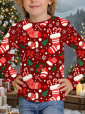 2-12T Kid Girl Cute Casual Fashion Christmas Print Long Sleeve T-shirt