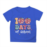 Kid Girl Boy 100 Days of School Print Round Neck Short Sleeve T-shirt Tops
