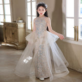 Kid Girl Princess Host Evening  Mermaid Fish Tail Dresses