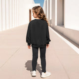 INS Girls 2-piece Set & Love Butterfly Print Long Sleeve Sweater Tights Outdoor Leisure Sports
