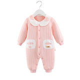 Baby Autumn Winter Cotton Three-layer Warm One-piece Thickened Rompers