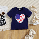 Kid Baby Girl American Independence Day Star Printing Short Sleeve Flared 2 Pcs Set