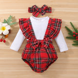Baby Girl Spring Autumn Pure Cotton Round Neck Suspender 3 Pcs Sets