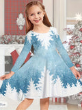 Christmas Crew Neck Dress Girls Korean Version Fashion Foreign Style Long Sleeve Snowflake