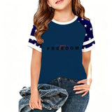 Kid Girl USA Independence Day 250th Anniversary Trend Loose Casual T-Shirt Tops
