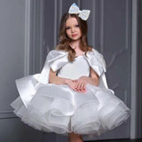 1-12T Kid Girls Fluffy Mesh Princess Birthday Banquet Bubble Sleeve Dresses