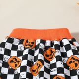 Baby Boy Halloween Checkerboard Pumpkin Suit 2 Pcs Set