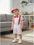 Baby Boy Summer Gentleman Suit  Bow Tie Climbing  5 pcs Sets