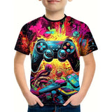Kid Boy Gamepad 3D Printed Summer Fashion Short Sleeves T-shirt Tops