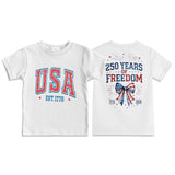 Kid Girl Boy Crew Neck Independence Day Short Sleeve Loose Casual T-Shirt Tops