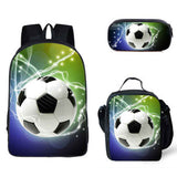 Kid Boy Street Trendy Football Backpack with Pencil Case Lunch Bag 3 Pcs/set
