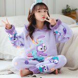 Kid Girl Pajamas Coral Fleece Autumn Winter Thickened Loungewear