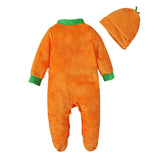 0-2T Baby Boys Girls Long Sleeved Halloween Pumpkin Climbing Romper 2 Pcs Set