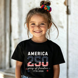 United States of America 250th Anniversary July 4th  Kid Boy Girl Shirts