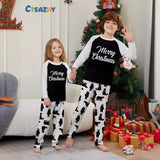 Family Matching Christmas Home Pajama Contrast Polar Bear Letter 3D Pajamas