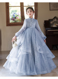 2-12T Kid Girls Light Luxury Niche High-end Host Birthday Piano Dresses