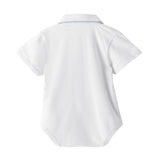 Baby Boy Summer Onesie Blue Striped Lapel Short-sleeved Suit 2 Pcs Set
