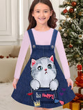 3-10T Kid Girl Flower Long Sleeve Crew Neck Spring Autumn Dresses
