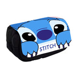 Stitch Cartoon Double-layer Large-capacity Flip Pencil Case Bags