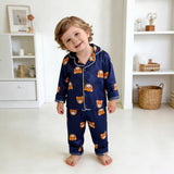 6M-4T Baby Boy Simulation Silk Cartoon Loungewear Long-sleeved Pajamas