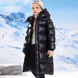 4-12T Kid Girl Cotton Down Black Gold Bread Jacket Cold-resistant Thickened Coats