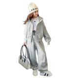 4-14T Kid Girls Long Sleeve Hugh Sports Hooded Suits 2 Pcs Set