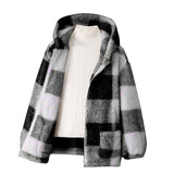 Men's and Women's Fashion Casual Plaid Warm Children's Top Hooded Plush Jacket