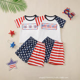 Baby Boy Girl Summer Independence Day Short T-Digital Printed 2 Pcs/set