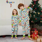 Family Matching Digital Print Christmas Lights Ball Snowman Pajamas