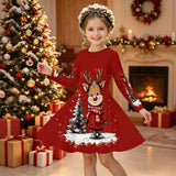 Kid Girl Christmas Autumn Winter Long Sleeve 3D Dresses For 3-12Y