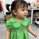 Kid Baby Girls Summer Embroidered Four-leaf Cute Doll Dress