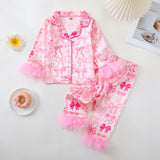 1-8T Kid Baby Girl Bow Sweet Casual Long Sleeve Christmas Pajamas