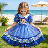 2-8T Kid Baby Girls Summer Rabbit Police Officer Birthday Dress