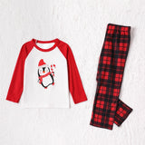 Family Matching Checked Penguin Printed Christmas Pajamas