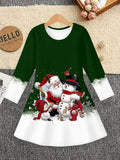3-12Y Kid Girl Christmas Autumn Winter Long Sleeve 3D Printing Dresses