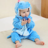 3M-5T Kid Baby Boy Girl Flannel Dinosaur Cartoon Hooded Climbing Loungewear Pajamas