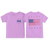 Kid Boy Girl USA Independence Day Printed Crew Neck Short Sleeve T-Shirt