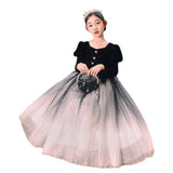 Kid Girls Velvet Evening Host Princess Autumn Dresses